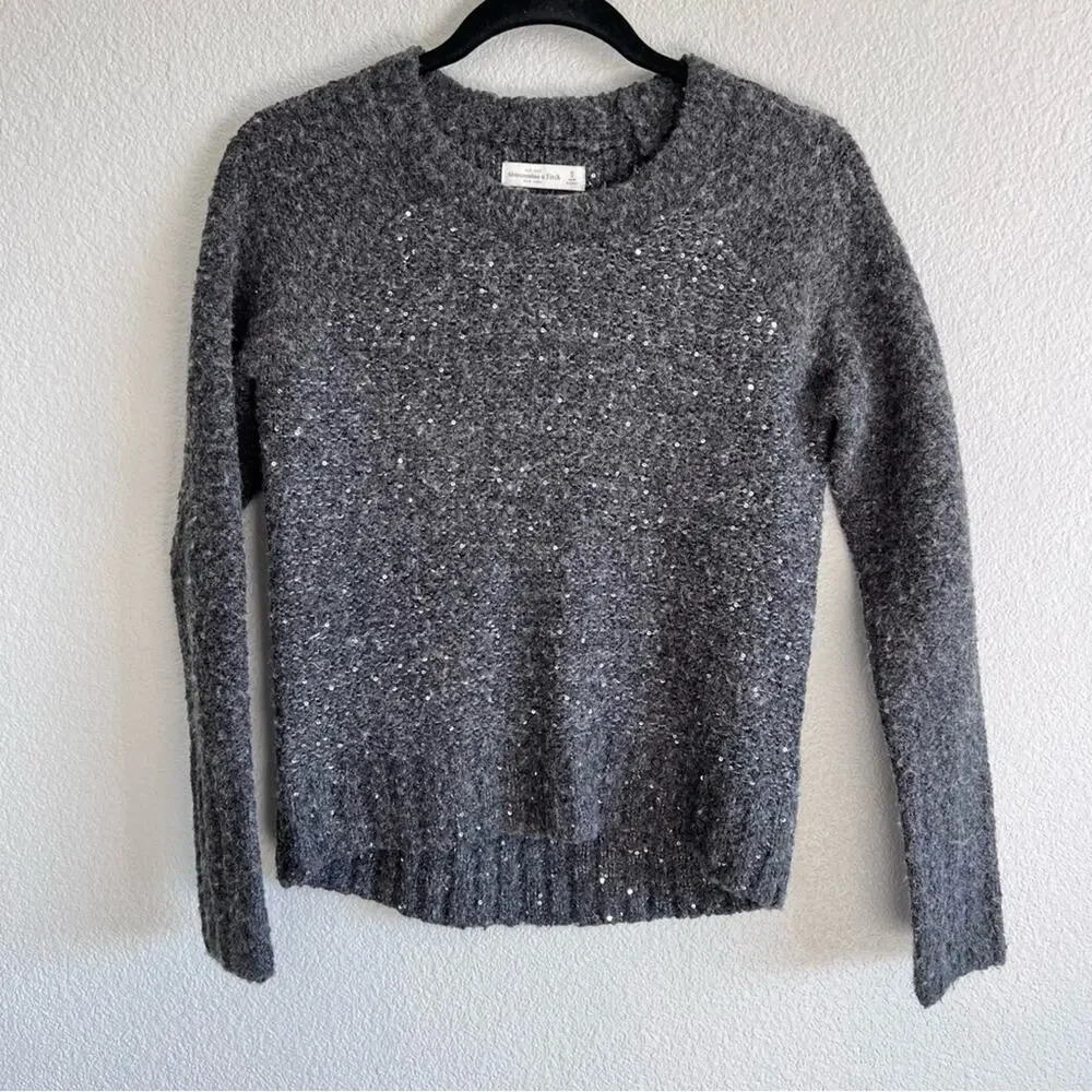 Abercrombie & Fitch Sequin‎ Wool Pullover Sweater Grey